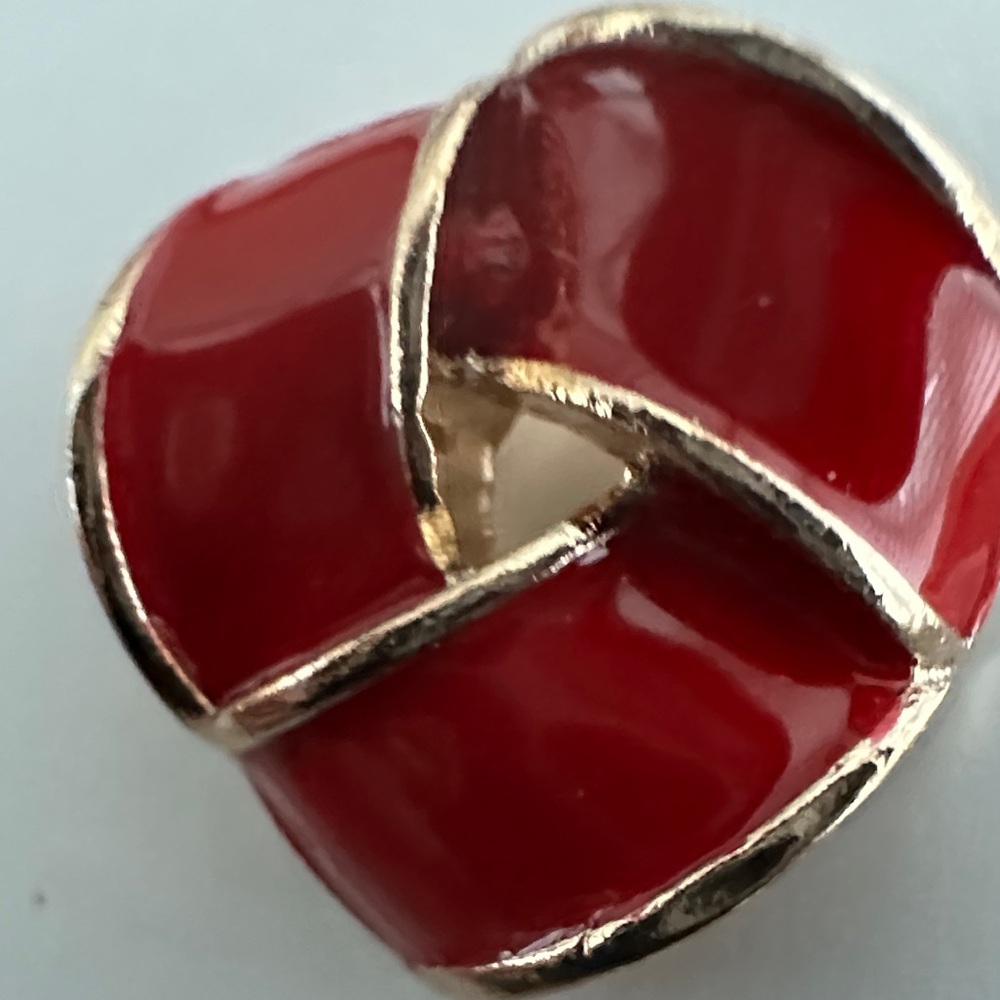 Chic Red and Gold Knot Earrings